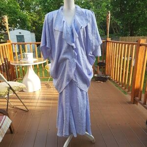 ELINKO Vintage Silk Look Lavender Two-Piece Outfit Size M